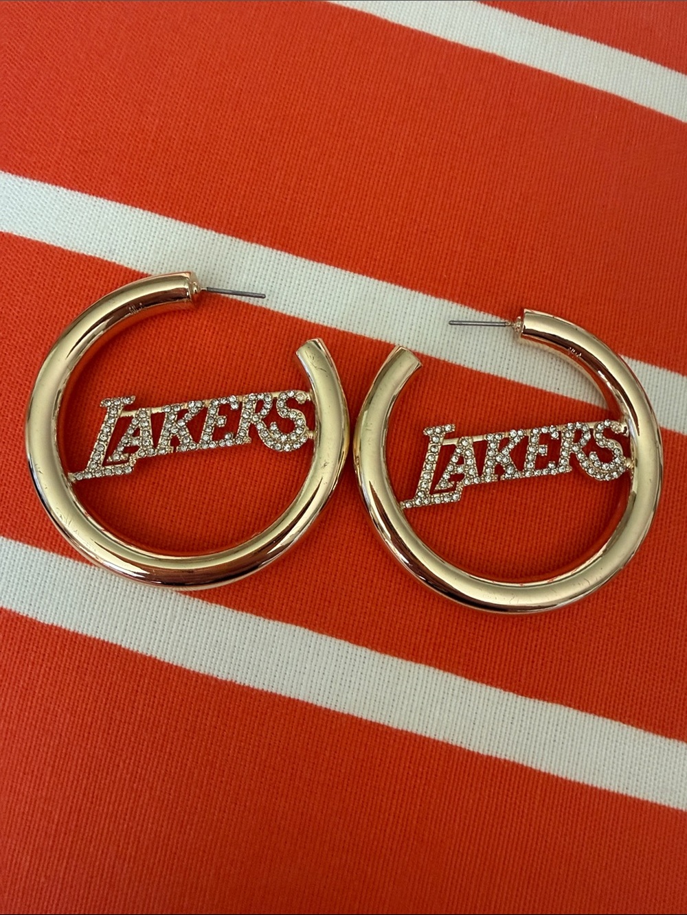 BaubleBar LAKERS hoop earrings